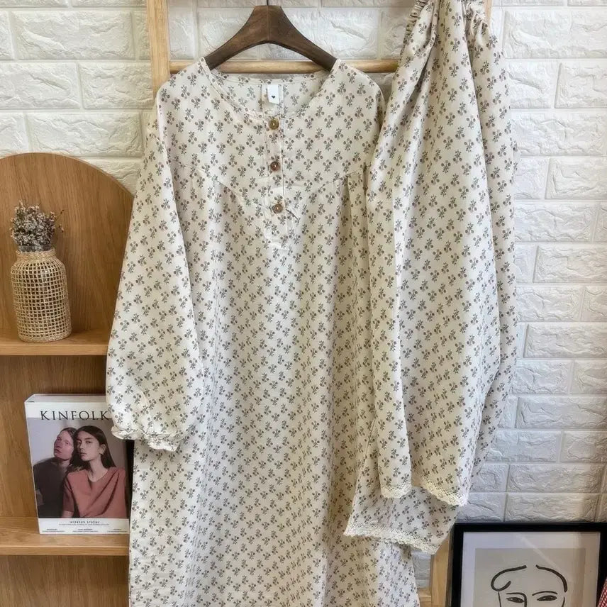 [BUNJANG] Floral Pattern Oversized Dress and Pants Set / 플라워 패턴 박시핏 원피스+팬츠 세트 새상품