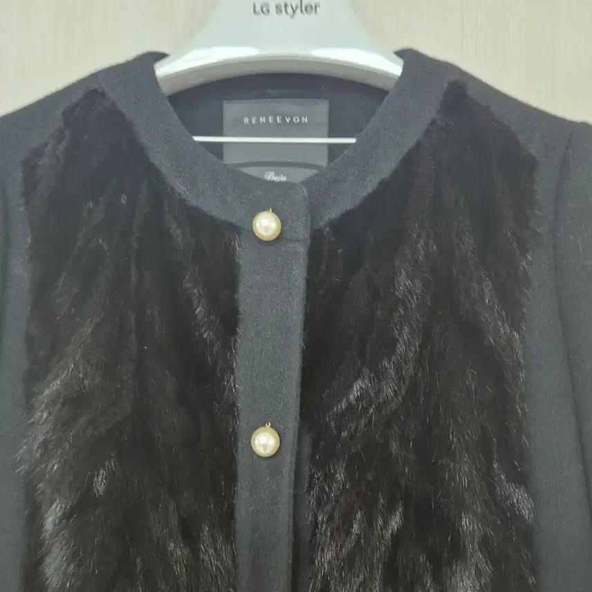 [BUNJANG] RenieBonn Mink-Trimmed Cashmere Coat / 레니본 밍크배색 캐시미어 코트