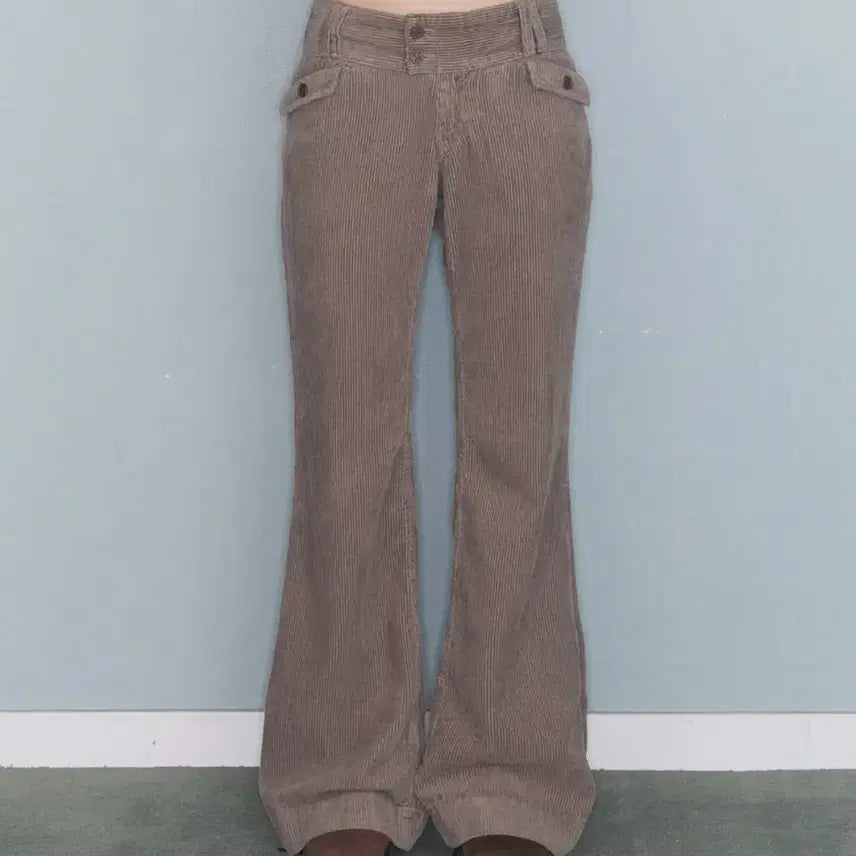 [BUNJANG] Mireco Flower Low Corduroy Pants / 미레코 플라워 로우 코듀로이 팬츠