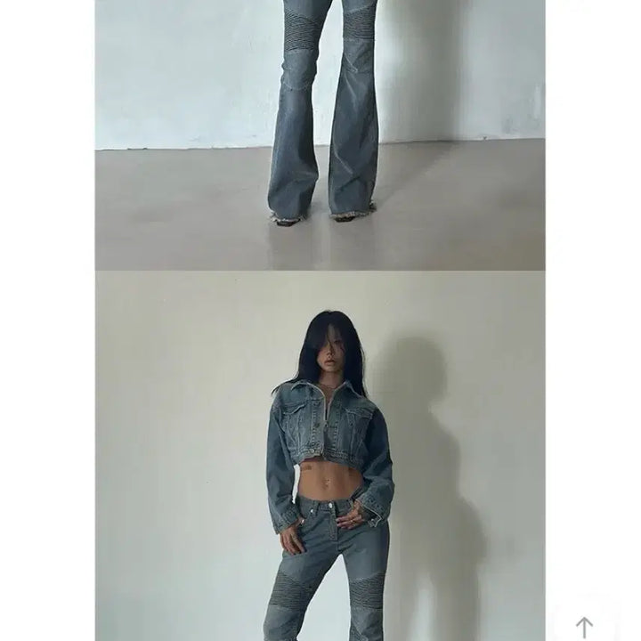 [BUNJANG] Oot Ootj Low-Rise Distressed Wash Bootcut Denim Pants / Oot ootj 바이크 로우라이즈 디테일 절개 워싱 부츠컷 데님 팬츠
