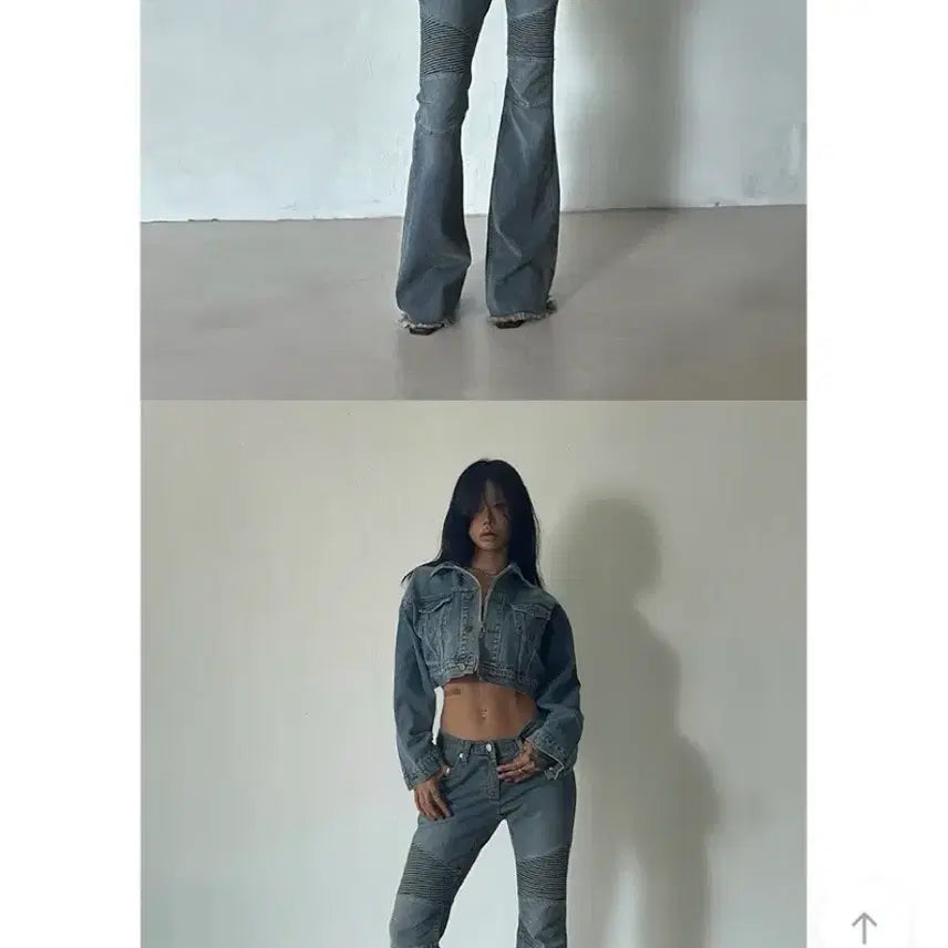 [BUNJANG] Oot Ootj Low-Rise Distressed Wash Bootcut Denim Pants / Oot ootj 바이크 로우라이즈 디테일 절개 워싱 부츠컷 데님 팬츠