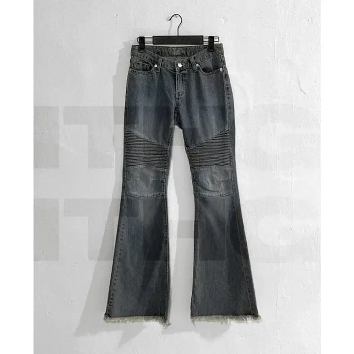 [BUNJANG] Oot Ootj Low-Rise Distressed Wash Bootcut Denim Pants / Oot ootj 바이크 로우라이즈 디테일 절개 워싱 부츠컷 데님 팬츠
