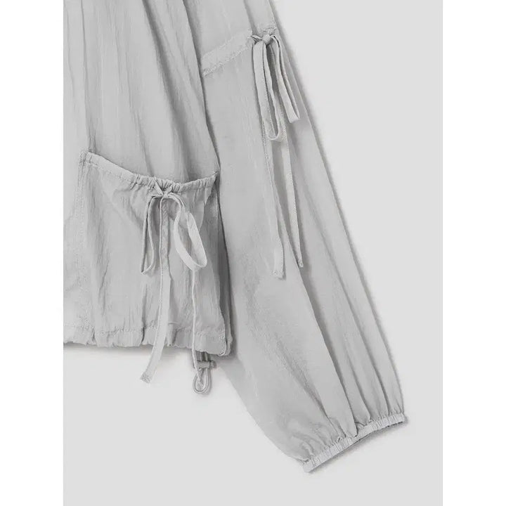 [BUNJANG] 8Seconds Sheer String Jumper Gray / 에잇세컨즈 SS시즌 셔링 스트링 시스루 점퍼 그레이