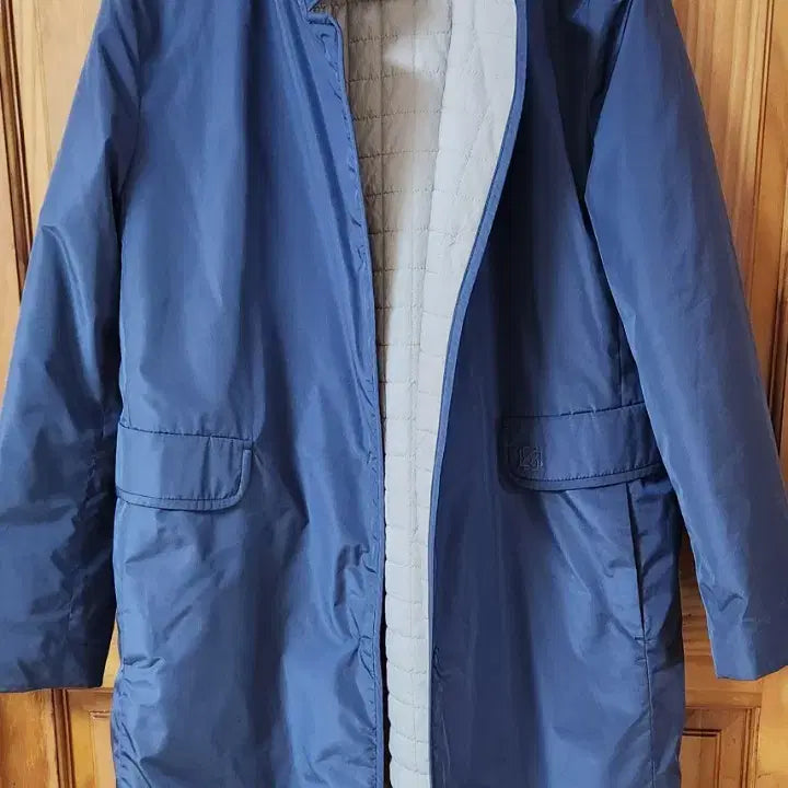 [BUNJANG] Blue Quilted Windbreaker Coat / 블루 퀄팅 안감 바람막이 코트