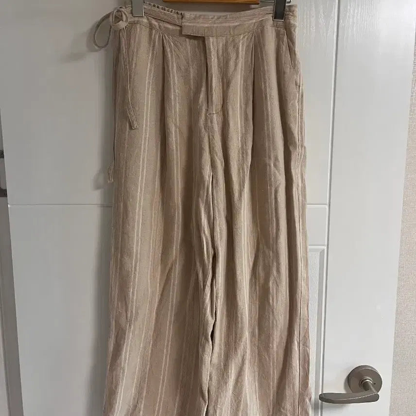 [BUNJANG] Vintage Striped Ribbon Pants / (일본 수입 빈티지)바지 스트라이프 리본 마 레이온 뒷밴딩