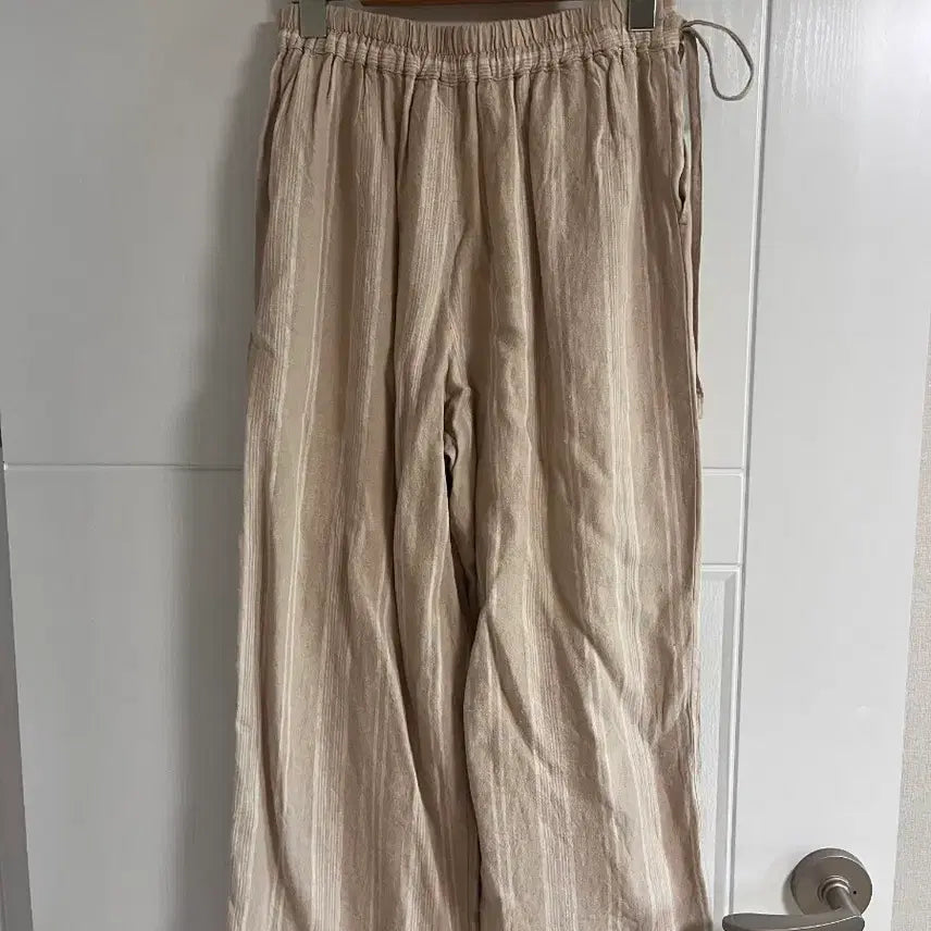 [BUNJANG] Vintage Striped Ribbon Pants / (일본 수입 빈티지)바지 스트라이프 리본 마 레이온 뒷밴딩