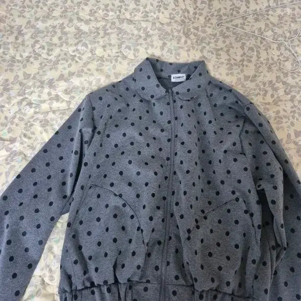 [BUNJANG] EOMFIT Dot Pattern Zip-Up Jacket Gray / EOMFIT 땡땡이 패턴 집업 자켓 그레이