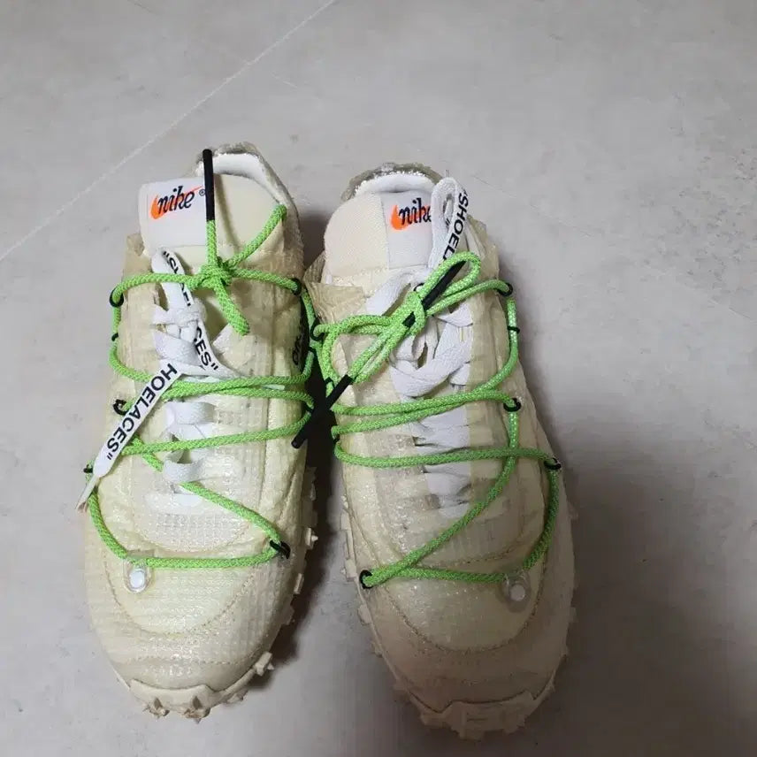 [BUNJANG] Nike Off-White Waffle Racer Electric Green (230mm) / 나이키(230)오프화이트 와플레이서 일렉트릭그린