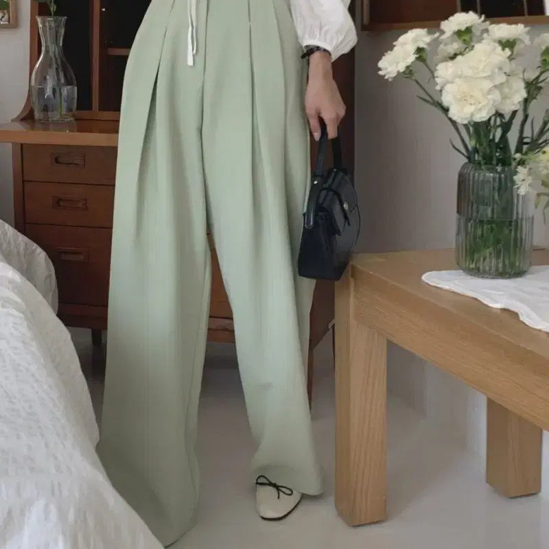 [BUNJANG] Mint Wide Pleated Slacks / 민트 와이드 핀턱 슬랙스