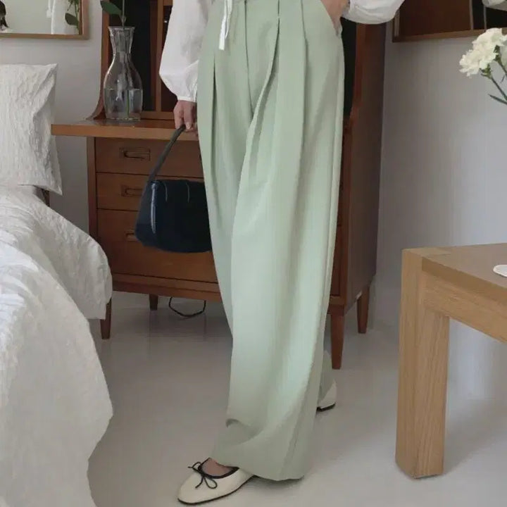 [BUNJANG] Mint Wide Pleated Slacks / 민트 와이드 핀턱 슬랙스