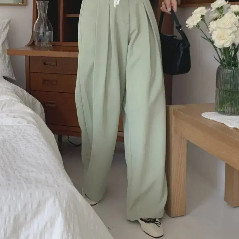 [BUNJANG] Mint Wide Pleated Slacks / 민트 와이드 핀턱 슬랙스