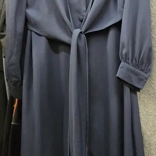 [BUNJANG] Navy Ribbon Long Dress / 네이비 리본 롱 원피스