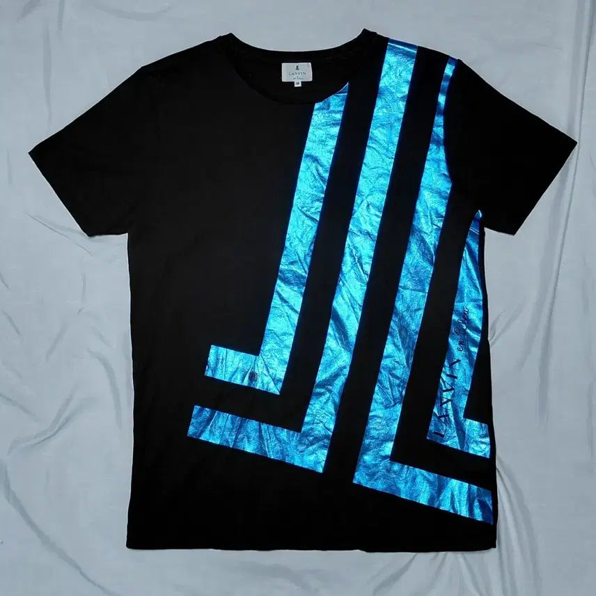 [BUNJANG] LANVIN en Bleu Metallic Blue Logo T-Shirt / [L] LANVIN en Bleu 메탈릭 블루 로고 티셔츠