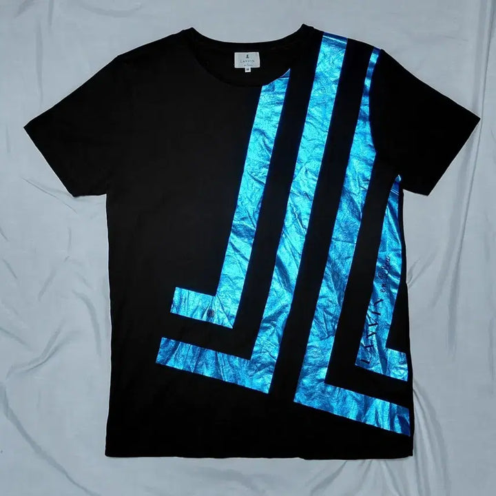 [BUNJANG] LANVIN en Bleu Metallic Blue Logo T-Shirt / [L] LANVIN en Bleu 메탈릭 블루 로고 티셔츠