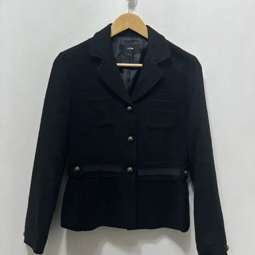[BUNJANG] SYSTEM Black Tweed Jacket - Size S / SYSTEM 시스템 블랙 트위드 자켓 S