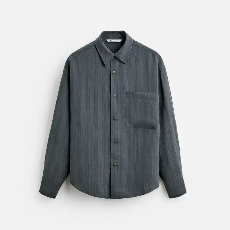 [SOLD OUT] 자라 모달 박시핏 자카드 스트라이프 셔츠 바지 셋업 (S)