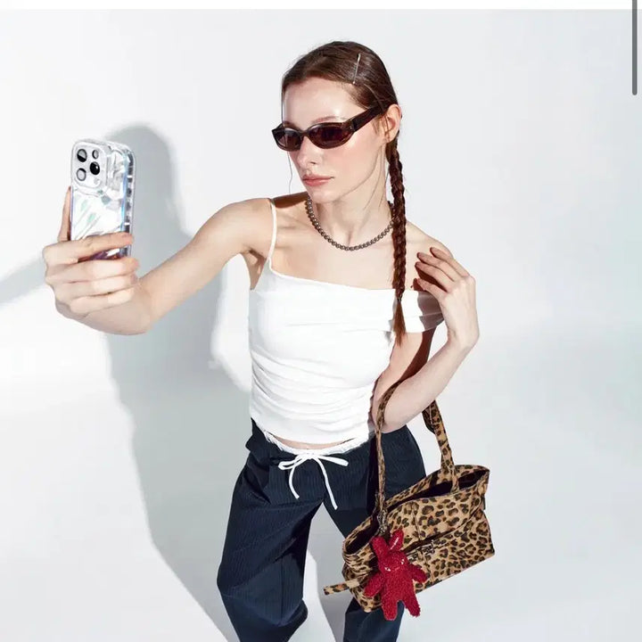 [BUNJANG] Samou Ondo Le Belt Bag Leopard Denim Shoulder Bag / 사모온도 르 벨트백 M 레오파드 데님