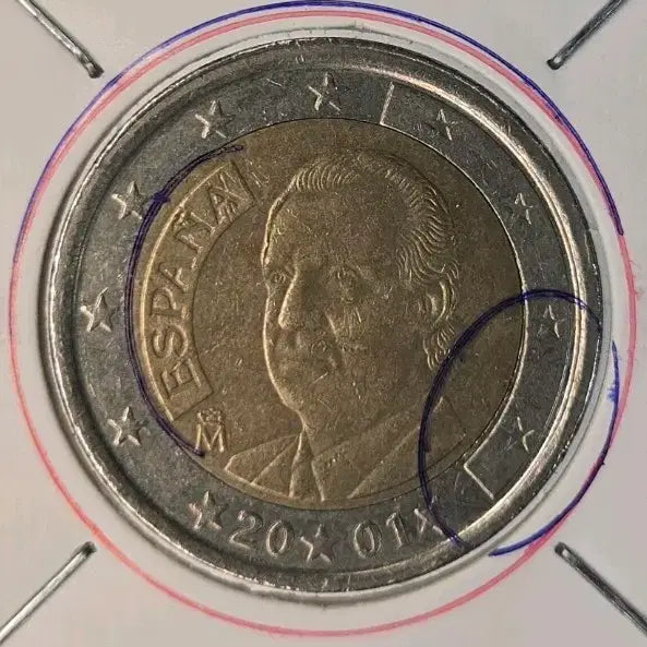 [BUNJANG] 2001 Spain 2 Euro Error Coin / A03H 2001년 스페인(알파벳) 및 별도안 안압에러 2유로 에러동전