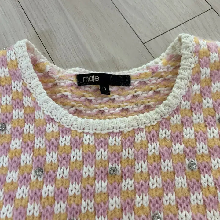 [BUNJANG] Maje Pink Pattern Knit Vest / maje 마쥬 큐빅 핑크패턴 니트