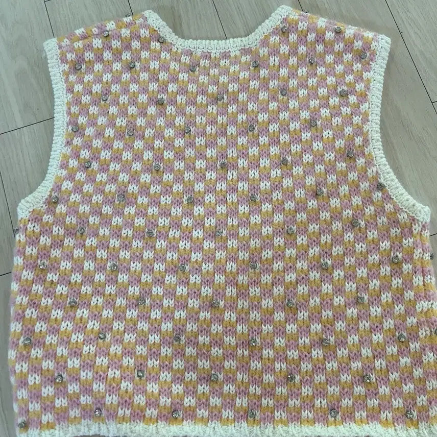 [BUNJANG] Maje Pink Pattern Knit Vest / maje 마쥬 큐빅 핑크패턴 니트