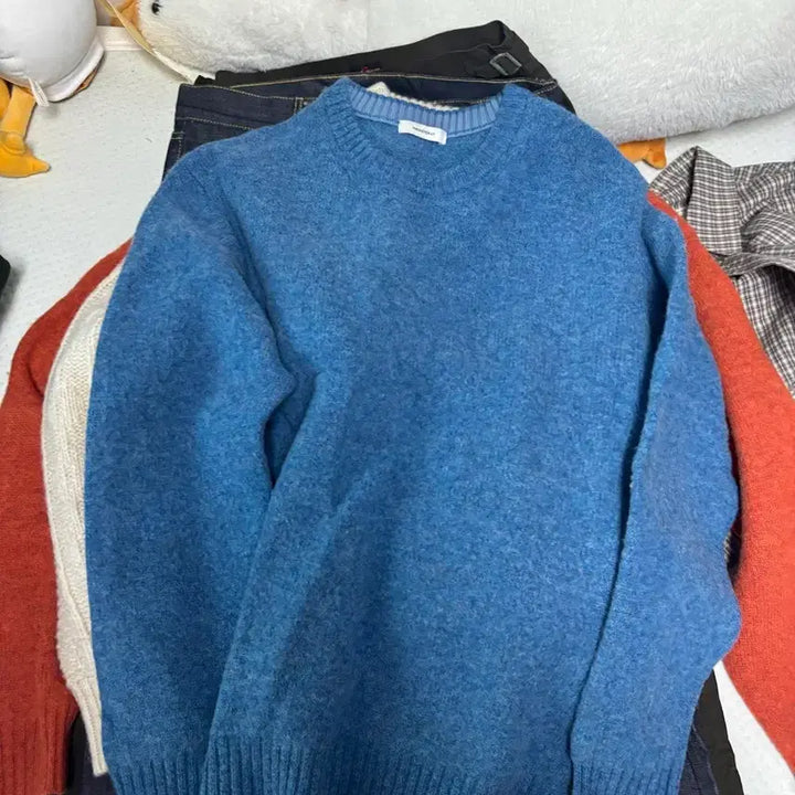 [BUNJANG] Mannergram Shetland Knit XL / 매너그램 셔틀랜드 니트 러스트오렌지/미드나잇블루 XL
