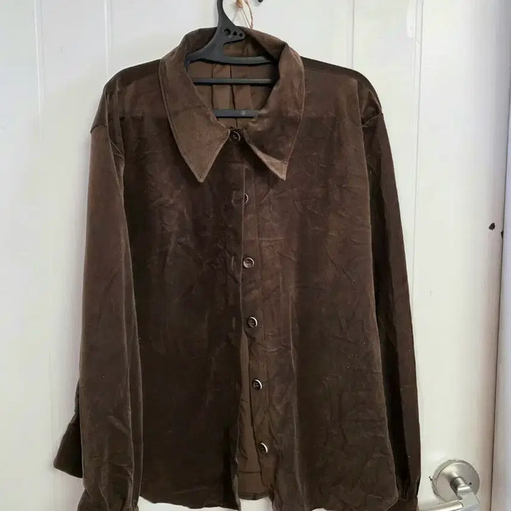 [BUNJANG] Velvet Blouse 77 Size / 벨벳 소재 남방블라우스 새거 77까지