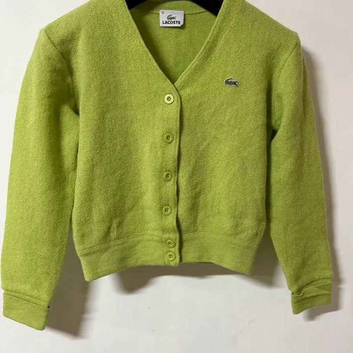 [BUNJANG] Lacoste Lime Cropped Cardigan / 라코스테 라임 크롭 가디건