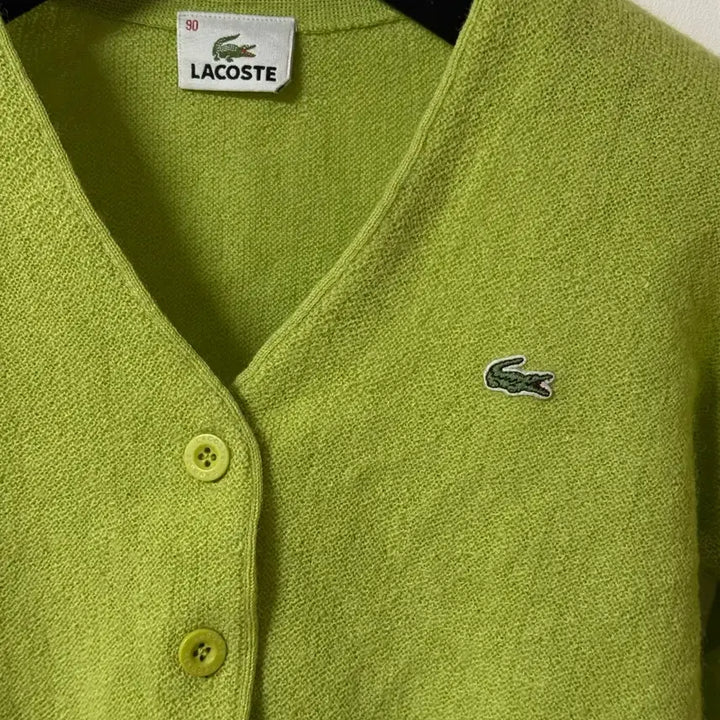[BUNJANG] Lacoste Lime Cropped Cardigan / 라코스테 라임 크롭 가디건
