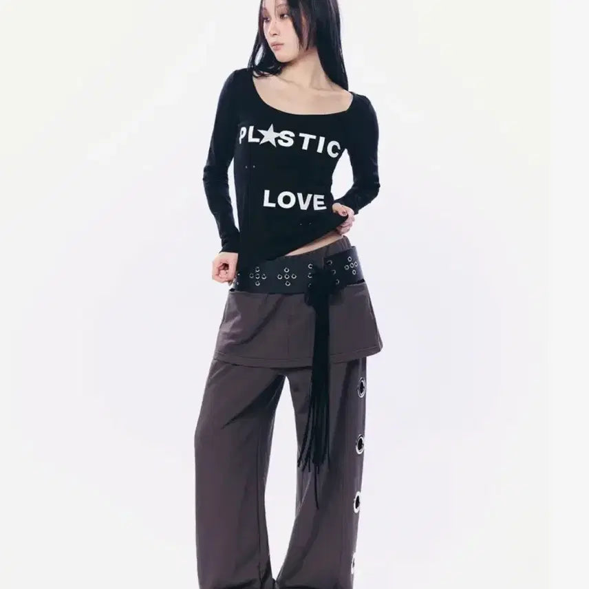 [BUNJANG] Set Up Exe Love U-Neck Top / Black / 셋업이엑스이 LOVE U-NECK TOP / BLACK