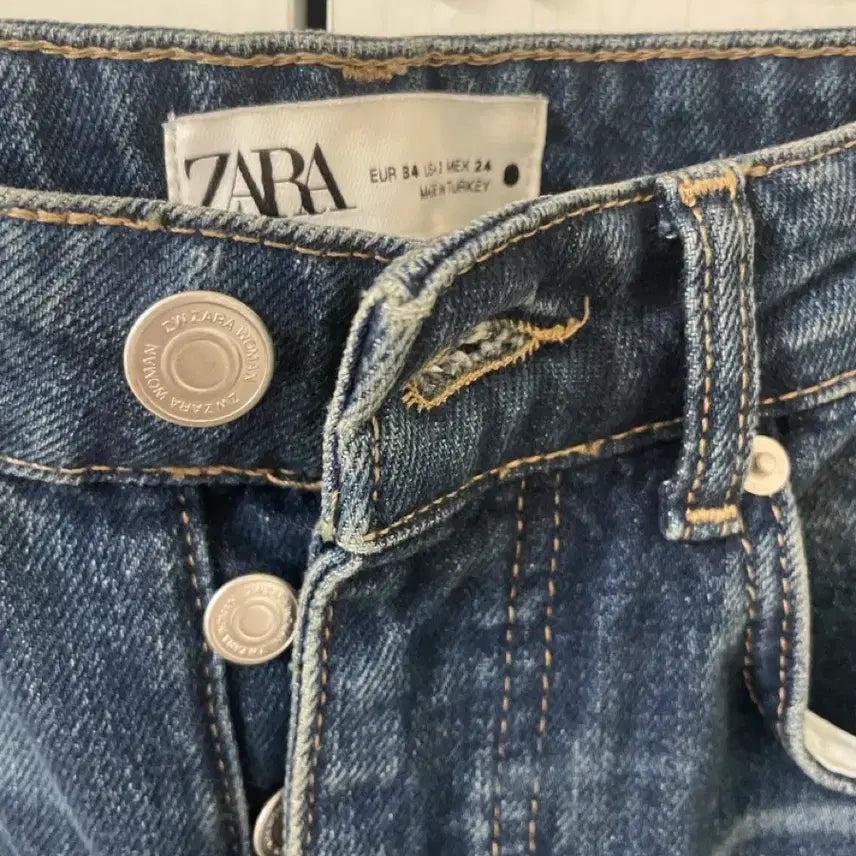 [BUNJANG] ZARA Straight Denim Jeans Wide Button Fly / 자라 34사이즈 스트레이트 데님 청바지 진 와이드 버튼 플라이