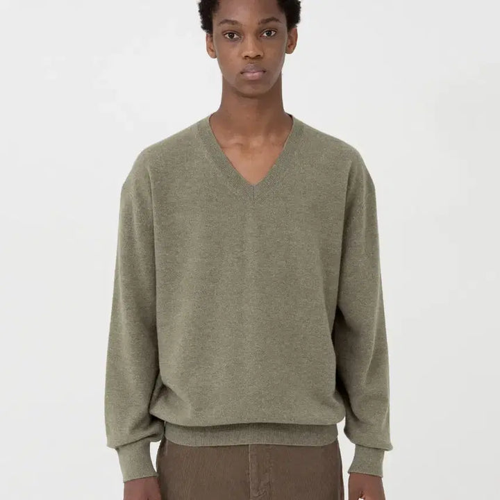 [BUNJANG] Brown Yard Olive Gray V-Neck Knit / 브라운야드 브이넥 니트 올리브그레이 6