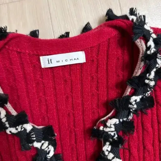 [BUNJANG] It MICHAA Tweed Cable Knit Cardigan Jacket / 잇미샤 트위드 가기건