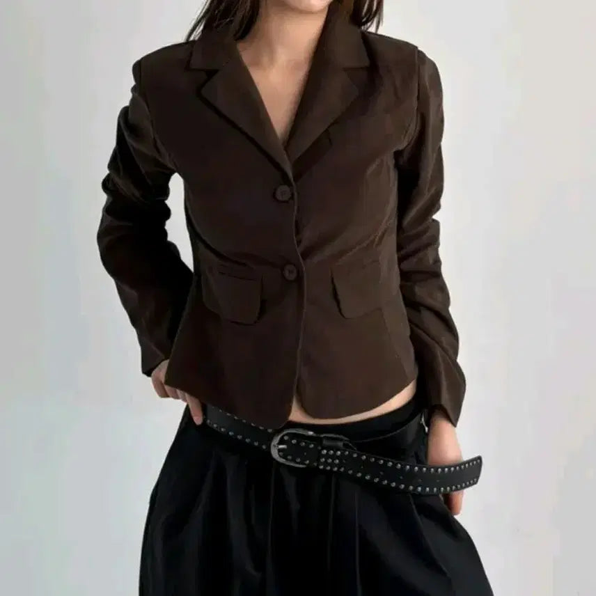 [BUNJANG] Nonje Corduroy Crop Jacket Brown / 논지 코듀로이 크롭 자켓 브라운