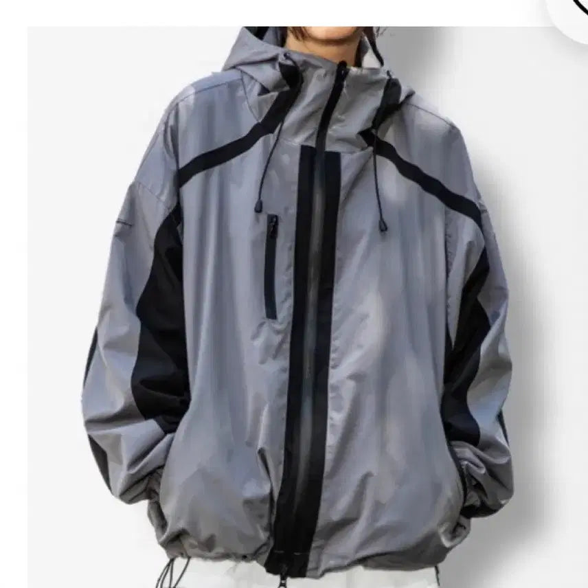 [BUNJANG] XJ98 Pleated Color Block Windbreaker (Gray) / XJ98 플리츠 배색 바람막이 (GRAY)