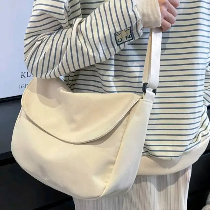 [BUNJANG] Daily Canvas Mood Shoulder Bag (Beige) / 데일리 캔버스 무드 숄더백 (베이지)
