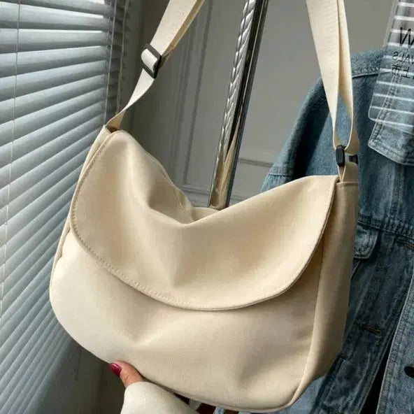 [BUNJANG] Daily Canvas Mood Shoulder Bag (Beige) / 데일리 캔버스 무드 숄더백 (베이지)