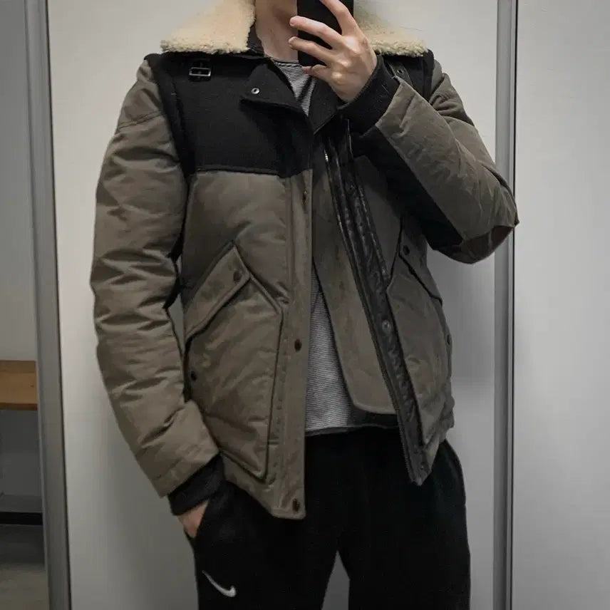 [BUNJANG] Time Homme Wool Shearling Padded Jacket / (95) 타임옴므 양털 무스탕 패딩 자켓