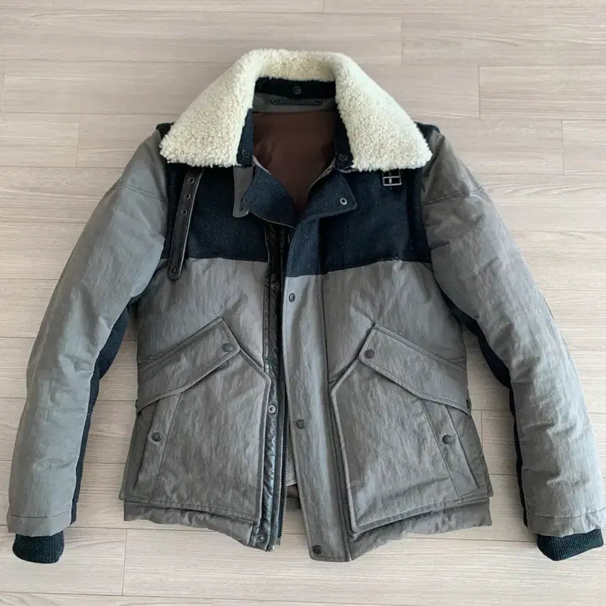 [BUNJANG] Time Homme Wool Shearling Padded Jacket / (95) 타임옴므 양털 무스탕 패딩 자켓