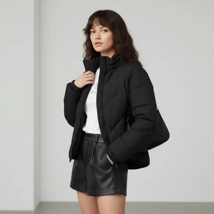 [BUNJANG] NUVO.10 Women's Black Duck Down Short Padding Jacket / *꽃샘추위*입기좋은*NUVO.10 여성 블랙 오리털 숏패딩 S