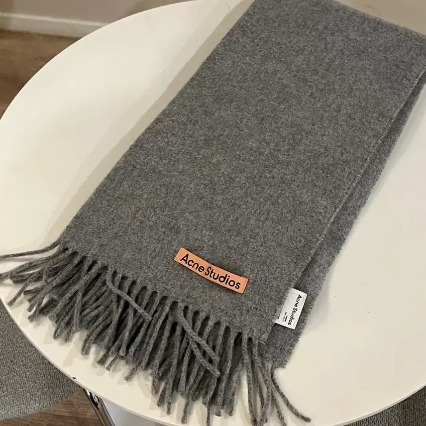 [BUNJANG] Acne Studios Canada Narrow Scarf Melange Gray / 아크네 스튜디오 핑크탭 캐나다 머플러 목도리 멜란지 그레이 내로우