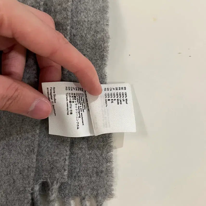 [BUNJANG] Acne Studios Canada Narrow Scarf Melange Gray / 아크네 스튜디오 핑크탭 캐나다 머플러 목도리 멜란지 그레이 내로우