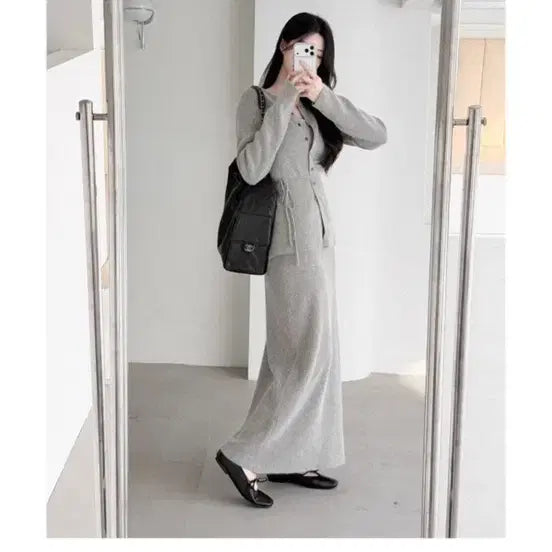 [BUNJANG] uur Breville Cardigan/Skirt Set [Soft Ash] Short Length / uur 브레빌 가디건/스커트 셋업 [소프트애쉬] 숏기장