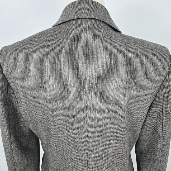 [BUNJANG] SOOS Gray Check Double Button Long Jacket (Size 55) / 0130.SOOS 회색체크 더블 버튼 롱 자켓55