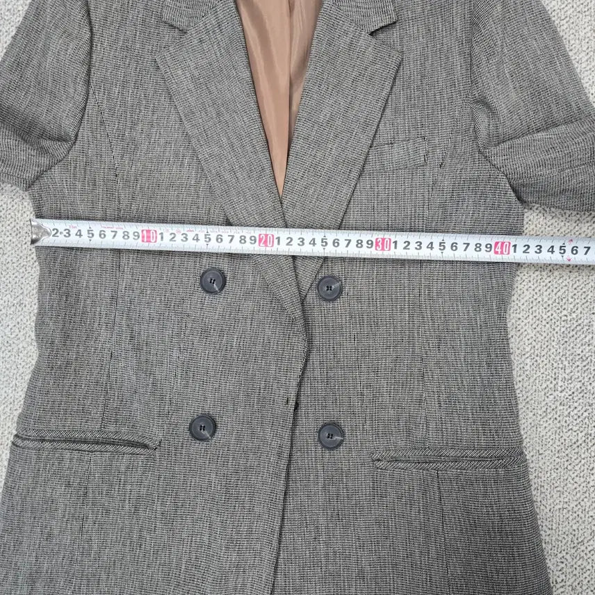 [BUNJANG] SOOS Gray Check Double Button Long Jacket (Size 55) / 0130.SOOS 회색체크 더블 버튼 롱 자켓55