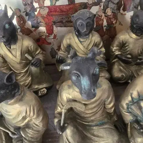 [BUNJANG] Bronze Zodiac Figures Set (12 Pieces) / 십이지 길상 의인상 브론즈 군상 세트(12점)