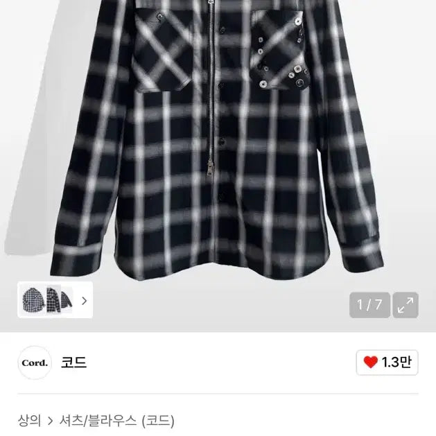 [BUNJANG] Code Decorative Zipper Shirt (L) / 코드 데코레이티브 지퍼셔츠L