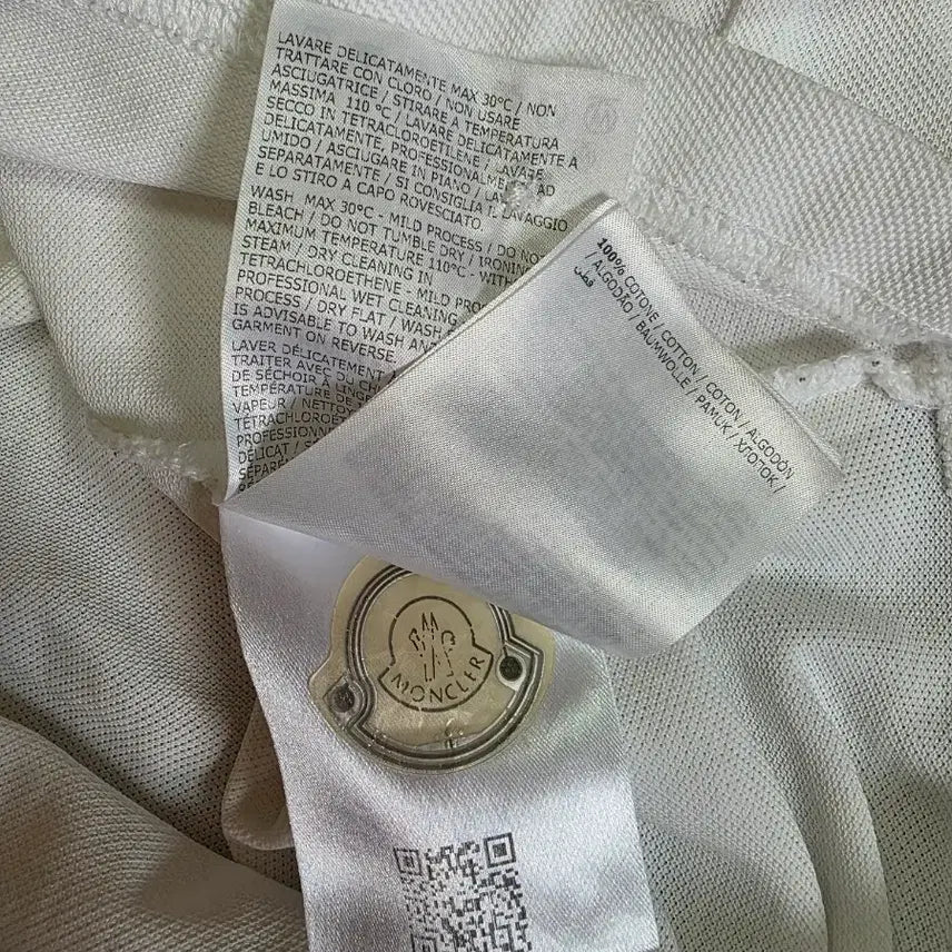 [BUNJANG] Moncler White Long Sleeve Polo Shirt / 몽클레어 흰색 긴팔 폴로 티셔츠