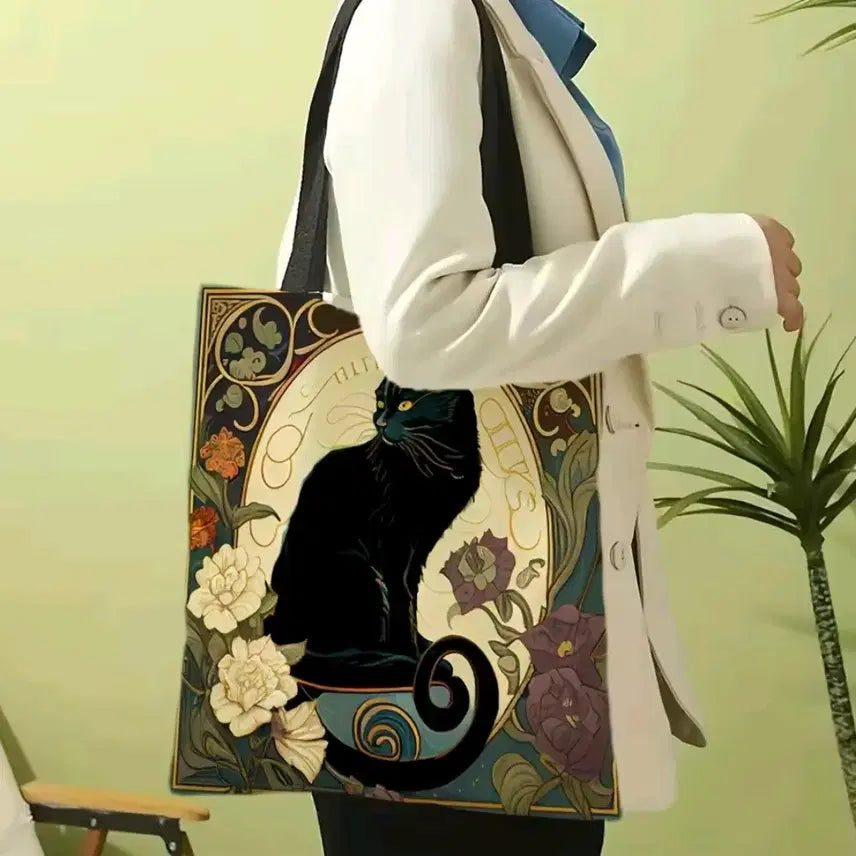 [BUNJANG] Cat Printed Tote Bag / 고양이 프린팅 에코백 토트백