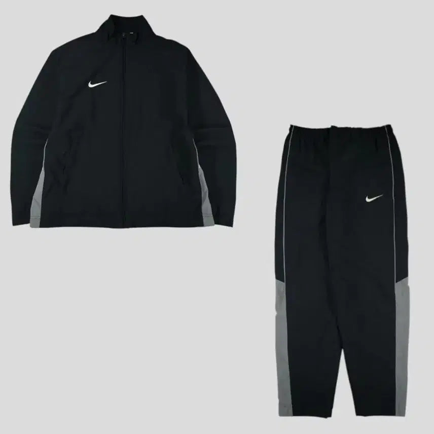 [BUNJANG] Nike 00s Black White Swoosh Logo Raglan Inner Mesh Windbreaker / 나이키 00s 블랙 화이트 스우시 로고 레글런 이너메쉬 바람막이 밴딩 라