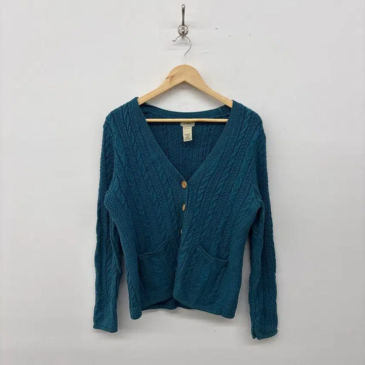 [BUNJANG] L.L.Bean Cable Knit Cardigan Teal Women's M / L.L.Bean 케이블 니트 가디건 청록색 여성 M